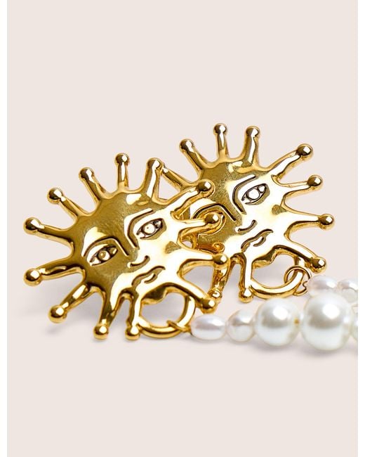 Public Desire Natural Sun Detail Earring With Pearl Droplet