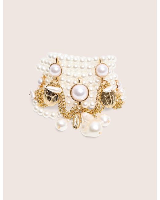 Public Desire Natural Layered Pearl Bracelet With Gold Charms