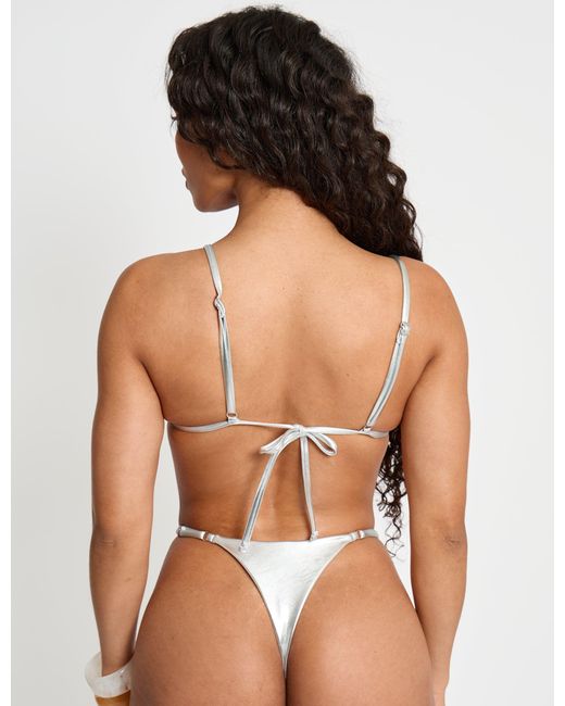 Public Desire Brown Foiled Bikini Bottoms Silver