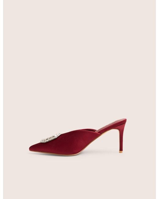 Public Desire Pink Classique Burgundy Broach Embellishment Mid Heels Mule