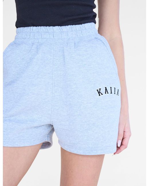 Public Desire Blue Kaiia Logo Sweat Shorts Grey Marl & Black