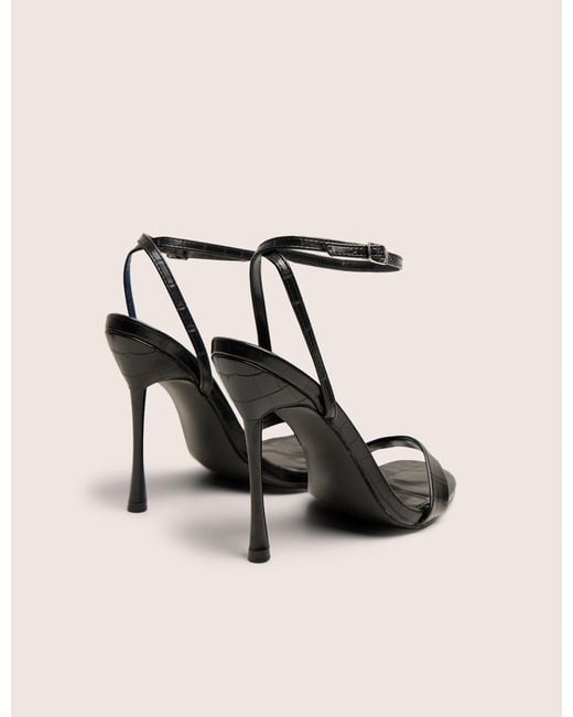 Public Desire Natural Soho Black Croc Barely There Strappy Stiletto Heels