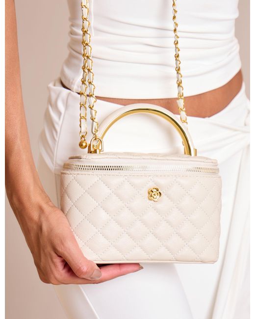 Public Desire Natural The Florence Top Handle Quilted Vanity Bag Cream