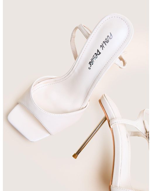 Public Desire Natural Vain Cream & Gold Pu Barley There Pencil Stiletto High Heels