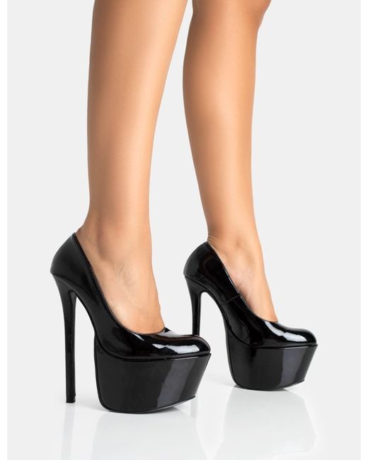 Public Desire Stargaze Black Patent Extreme Court Stiletto Heels