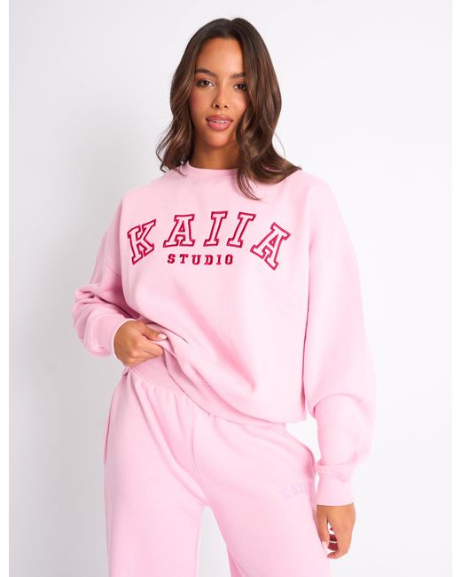 Public Desire Kaiia Sport Oversized Sweatshirt Pink & Red