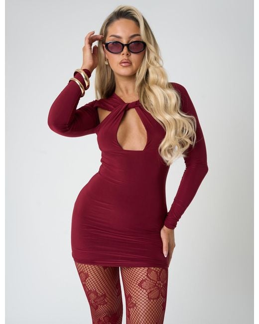 Public Desire Twist Detail Plunge Mini Dress Burgundy in Red | Lyst UK Public Desire Twist Detail Plunge Mini Dress Burgundy in Red | Lyst UK