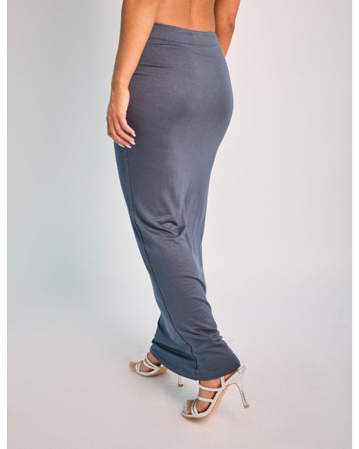 Public Desire Blue Tubular Maxi Skirt Co Ord Slate