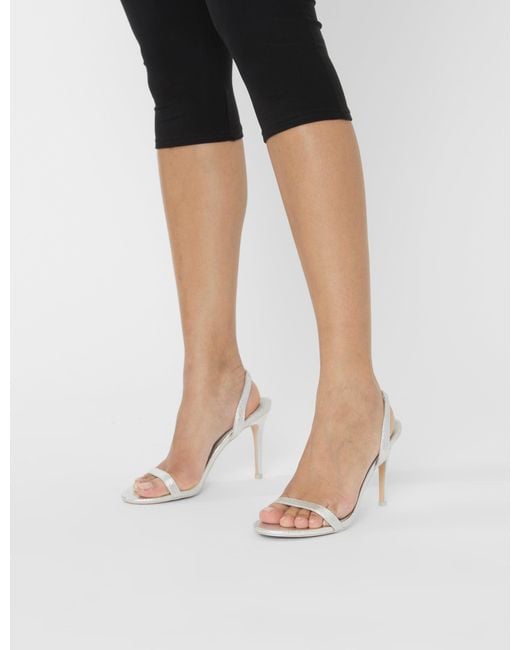 Public Desire Blue Barely Silver Cracked Round Toe Slingback Stiletto Heels