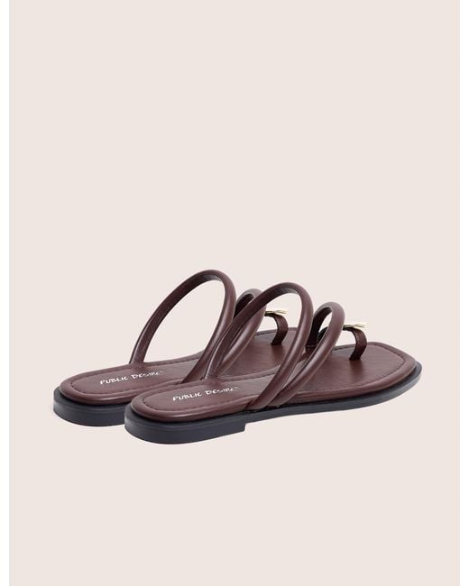 Public Desire Natural Farron Chocolate Brown Resin Detail Flat Sandals