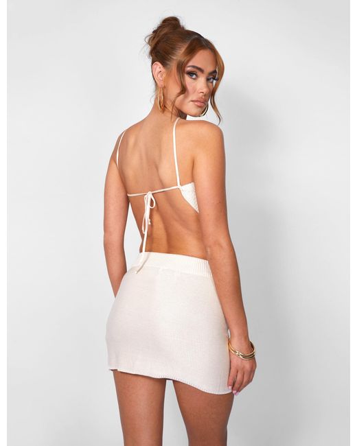 Public Desire White Crochet Mini Skirt Beige
