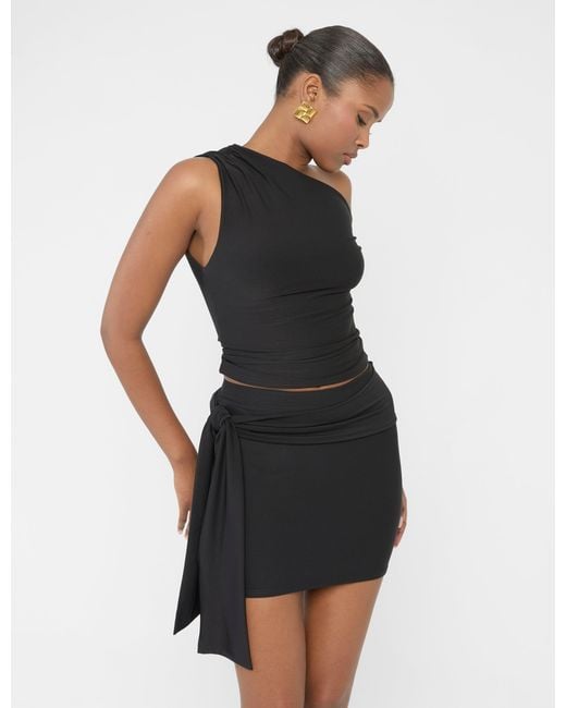 Public Desire Knot Detail Luxe Slinky Mini Skirt Black