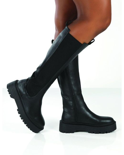 black chunky sole boots