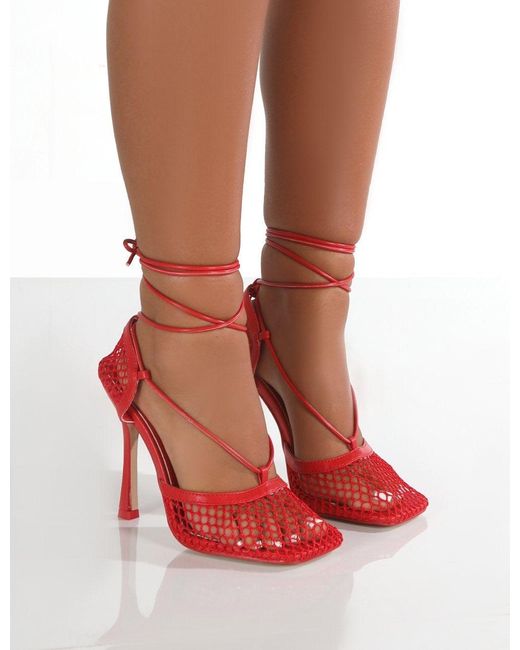 red mesh heels
