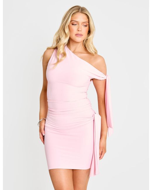 Public Desire Knot Detail Luxe Slinky Mini Skirt Soft Pink