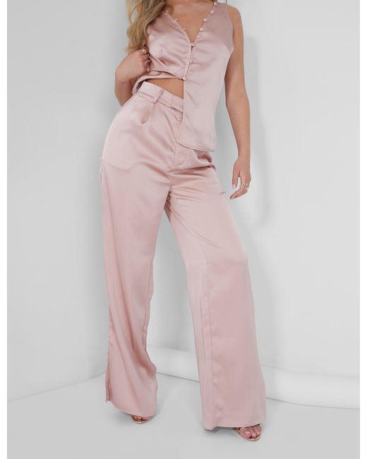 Public Desire Button Detail Satin Waistcoat Top Pink