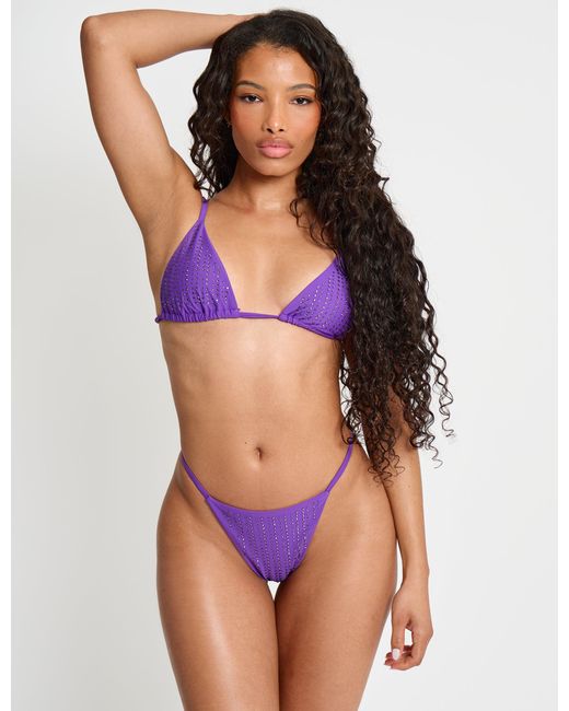 Public Desire Multicolor Diamante Detail Bikini Bottoms Purple