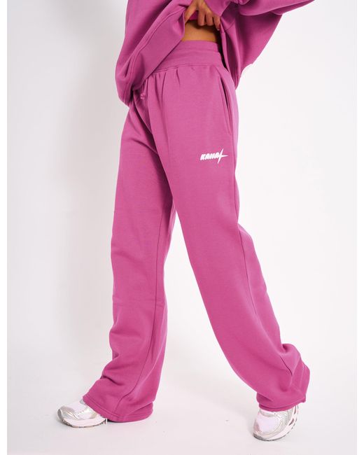 Public Desire Kaiia Star Wide Leg Joggers Hot Pink