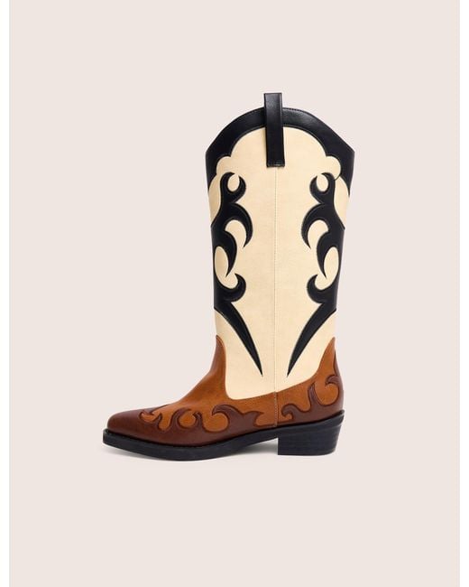 Public Desire Natural Celia Brown Western Knee High Boots