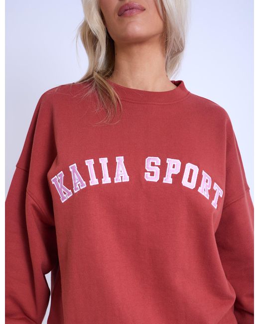 Public Desire Red Kaiia Sport Oversized Sweatshirt Rust & Pink