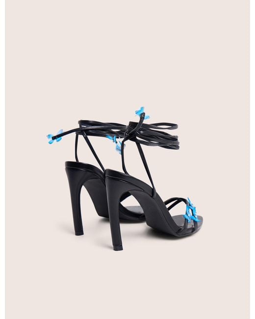 Public Desire Natural Hallie Black Butterfly Embellishment Ankle Tie High Heels