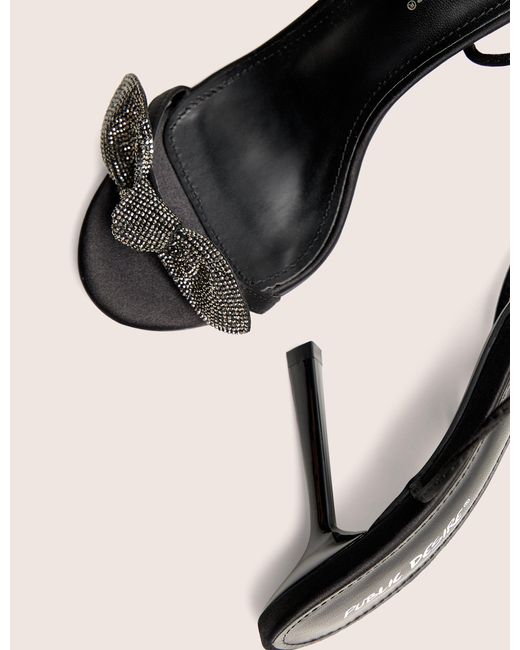 Public Desire Natural Rose Black Embellished Bow Tie Wrap Around Heels