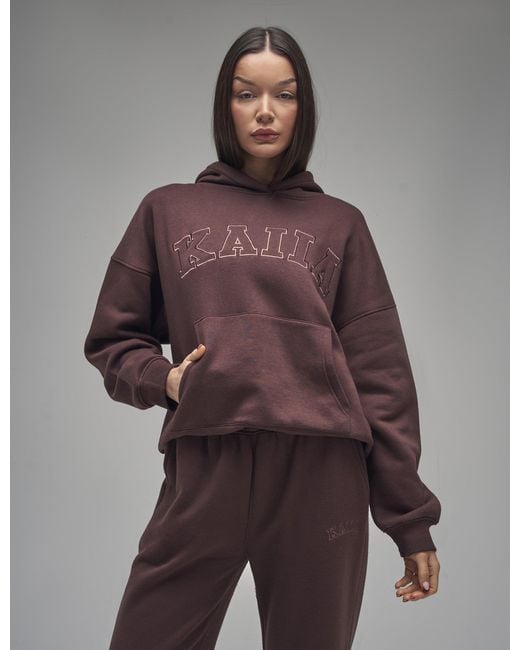 Public Desire Brown Kaiia Slogan Oversized Hoodie Mocha