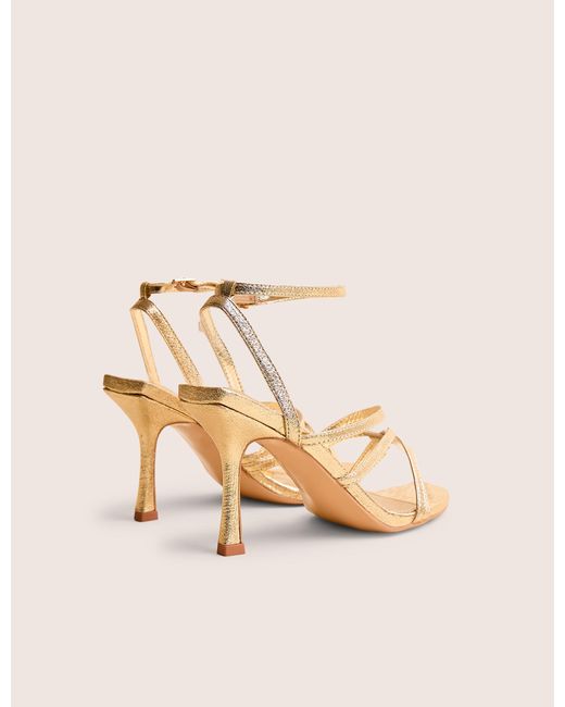 Public Desire Brown Free Spirit Wide Fit Gold Strappy Round Toe Mid Heels