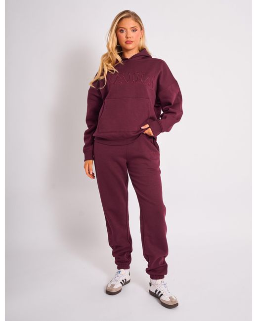 Public Desire Purple Kaiia Slogan Oversized Hoodie Plum
