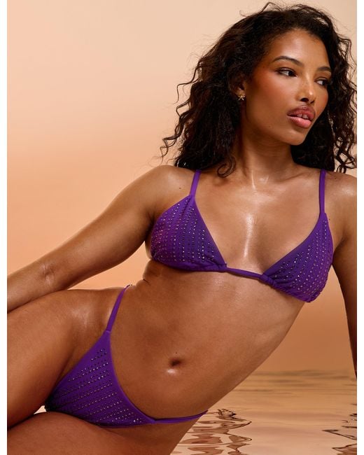 Public Desire Multicolor Diamante Detail Bikini Bottoms Purple