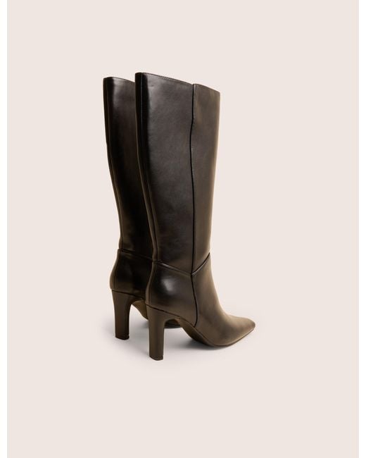 Public Desire Pose Black Pu Zip Up Knee High Slim Block Heeled Boots