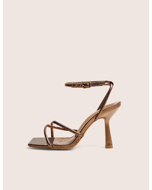 Public Desire Brown Bree Bronze Pu Barely There Square Toe Mid Stiletto Heels