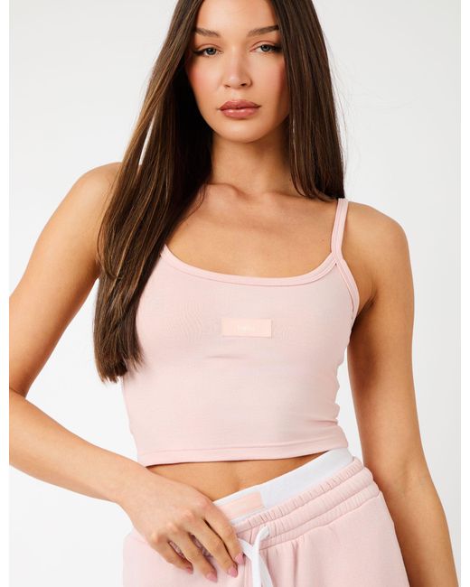 Public Desire Kaiia Label Logo Cami Vest Top Dusty Pink