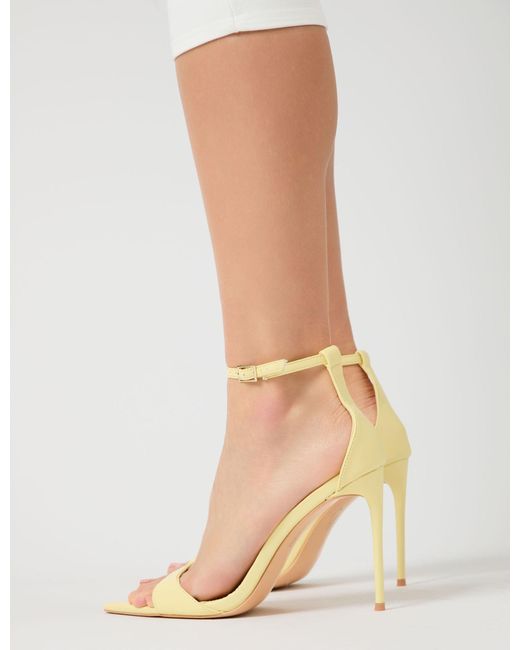 Public Desire White Kelisa Lemon Pu Pointed Toe Barely There Stiletto High Heels