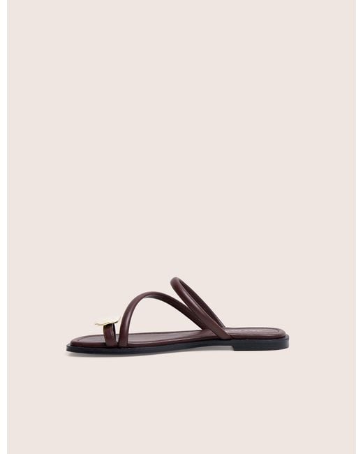 Public Desire Natural Farron Chocolate Brown Resin Detail Flat Sandals