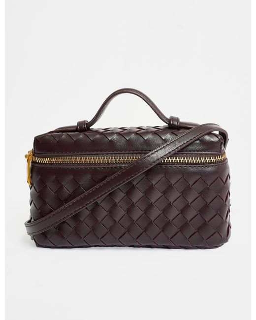 Public Desire The Maddie Chocolate Brown Weave Cross Body Bag