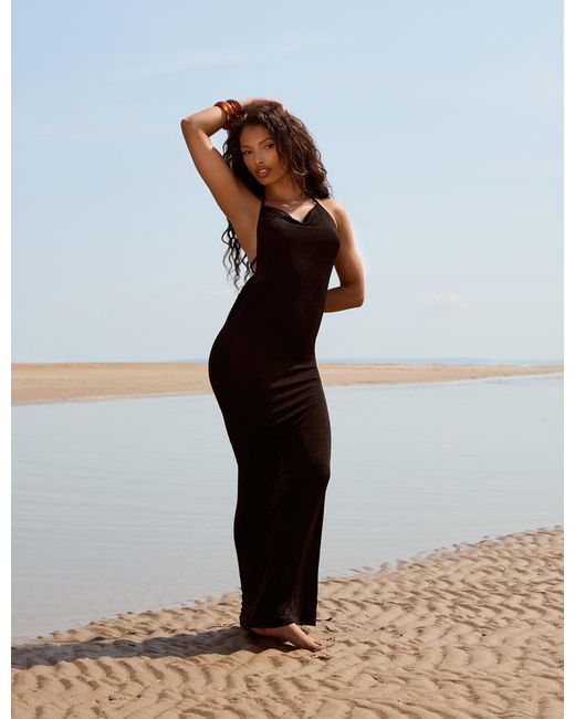 Public Desire Multicolor Low Open Back Maxi Dress Black