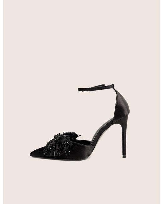 Public Desire Brown Verde Black Ankle Strap Bow Detail High Heels