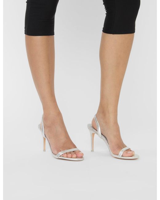 Public Desire Blue Barely Silver Cracked Round Toe Slingback Stiletto Heels