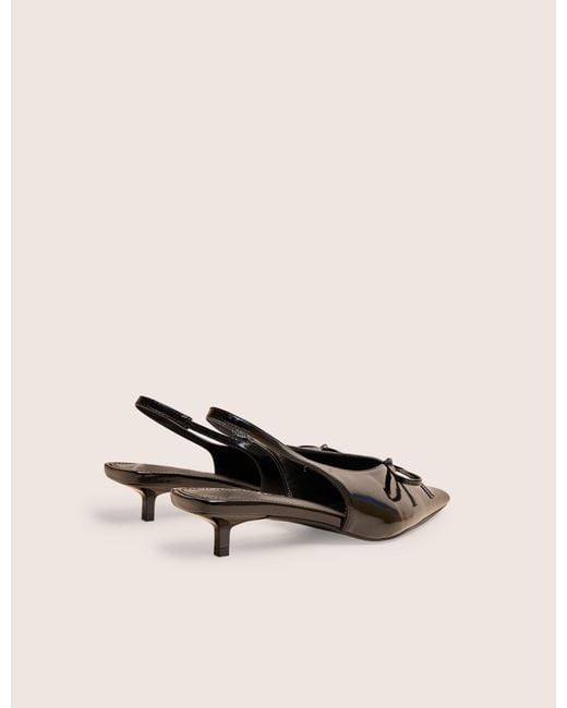 Public Desire Natural Meadow Black Pu Slingback Low Court Heels
