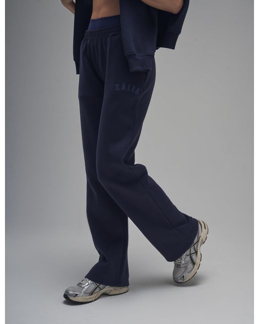 Public Desire Blue Kaiia Logo Wide Leg Sweat Pants Navy