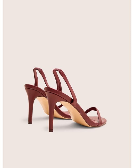 Public Desire Pink Barely Wide Fit Burgundy Pu Round Toe Slingback Stiletto Heels
