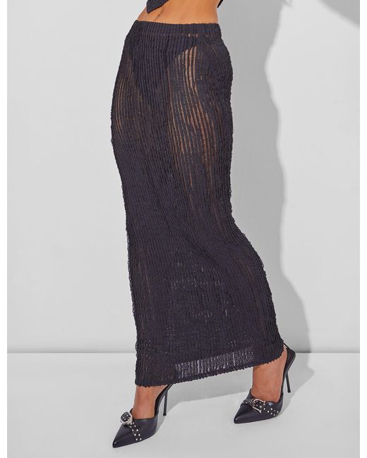 Public Desire Multicolor Textured Maxi Skirt Co Ord Black