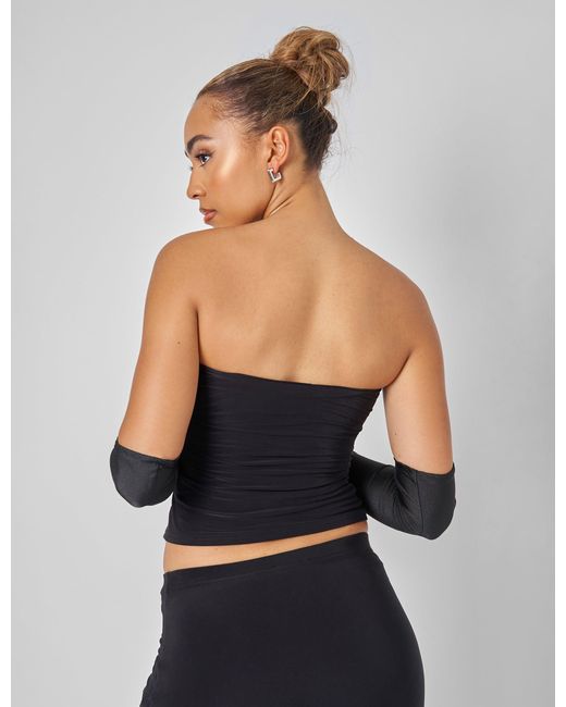 Public Desire Gray Lace Hook And Eye Bandeau Top Co-ord