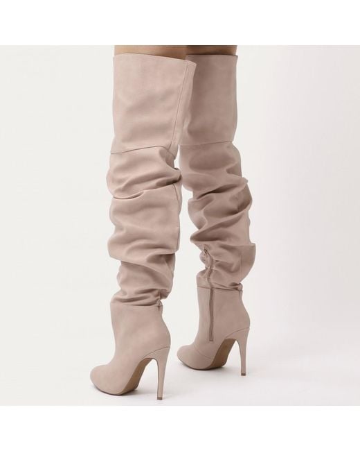 Public Desire Ciara Over The Knee Slouch Boots In Blush Nude Lyst UK