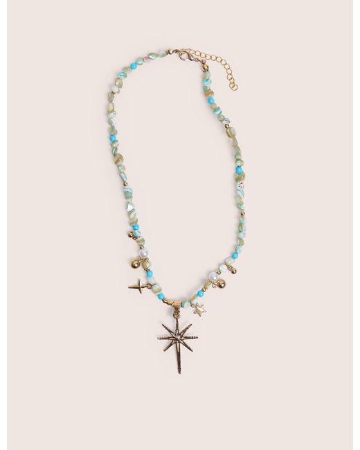 Public Desire Natural Blue Beaded Star Embellished Necklace