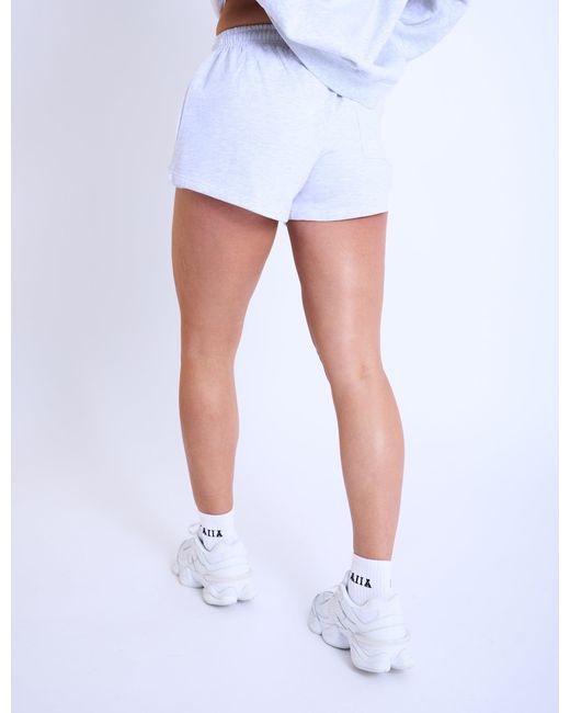 Public Desire White Kaiia Studio Bubble Logo Mini Sweat Shorts Light Grey Marl & Orange