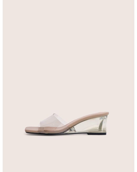 Public Desire Natural Juno Grey Perspex Slip On Mule Heels