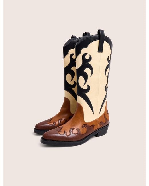 Public Desire Natural Celia Brown Western Knee High Boots