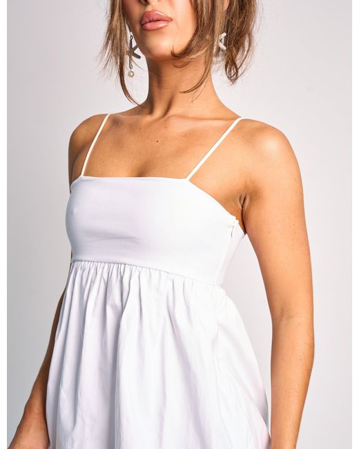 Public Desire Spaghetti Strap Puff Ball Mini Dress White